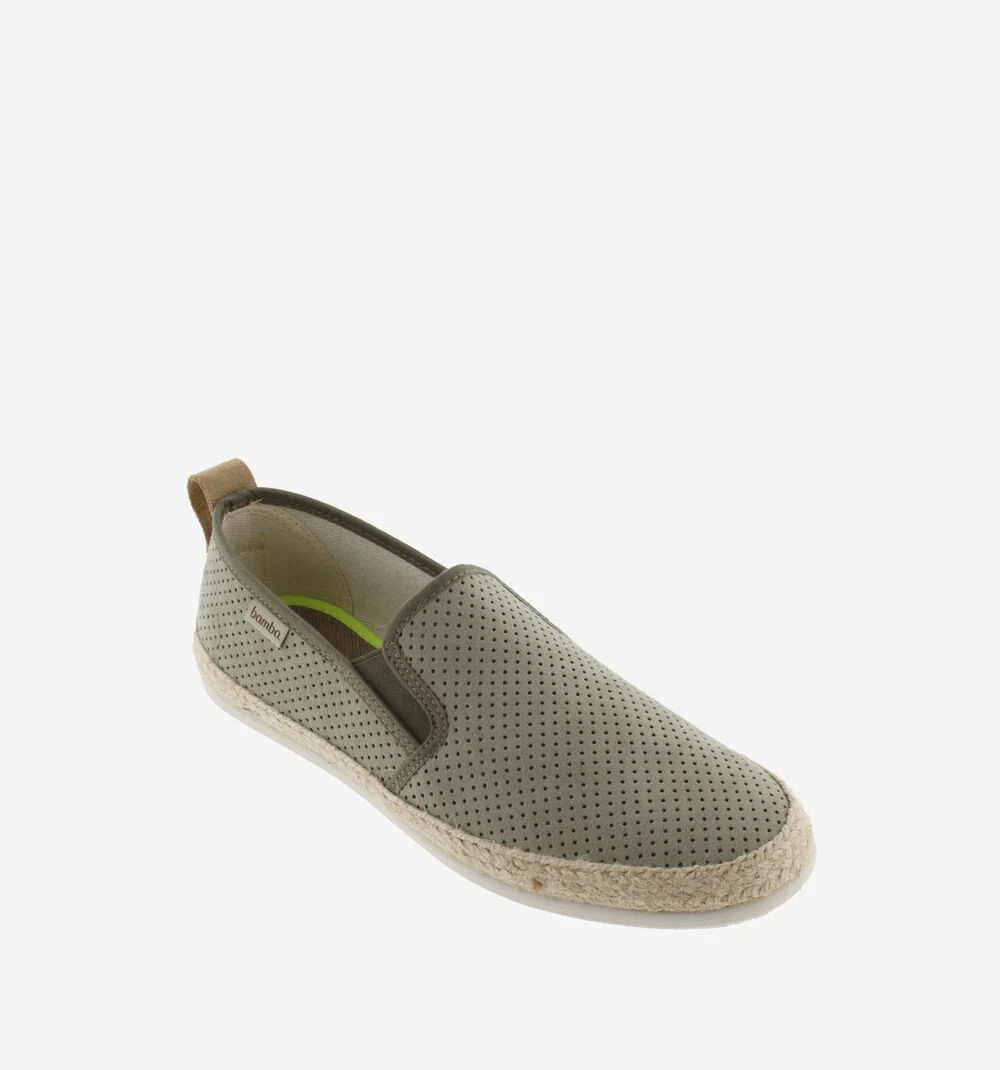 ANDRÉ ÉLASTIQUES IMITATION SUÈDE PIQUÉE Espadrilles pour homme KAKI