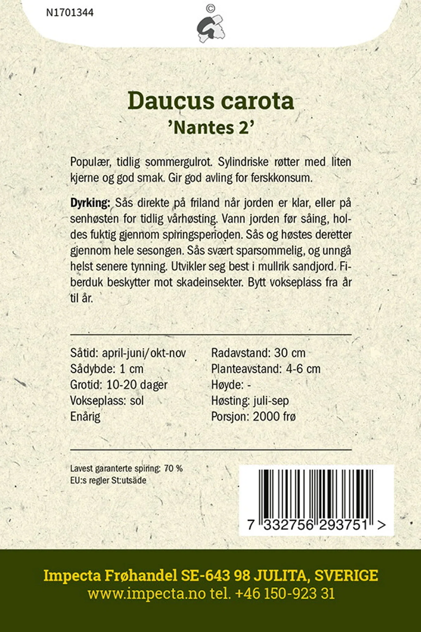 Daucus carota 'Nantes 2' Sommergulrot 'Nantes 2'