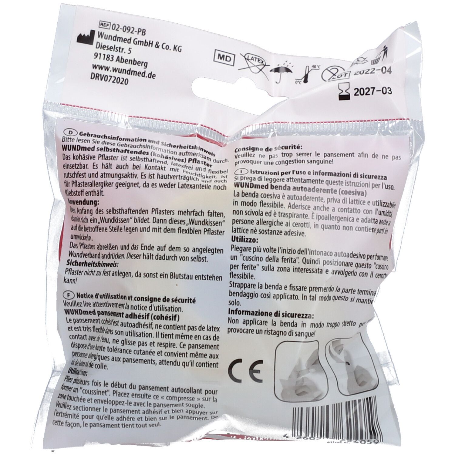 WUNDmed® Pflaster selbsthaftend 2,5 cm x 2,5 m latexfrei