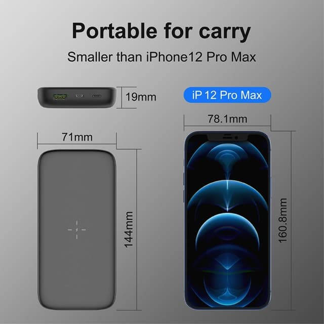 15W trådløs oplader 10000mAh Power Bank PD 20W QC 22.5W bærbar