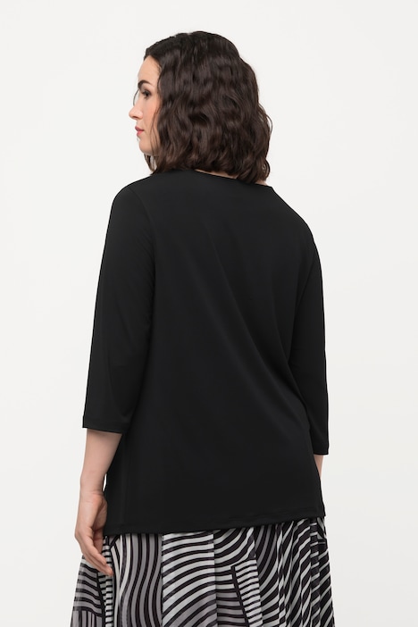T-Shirt, drapiert, asymmetrischer V-Ausschnitt, Halbarm