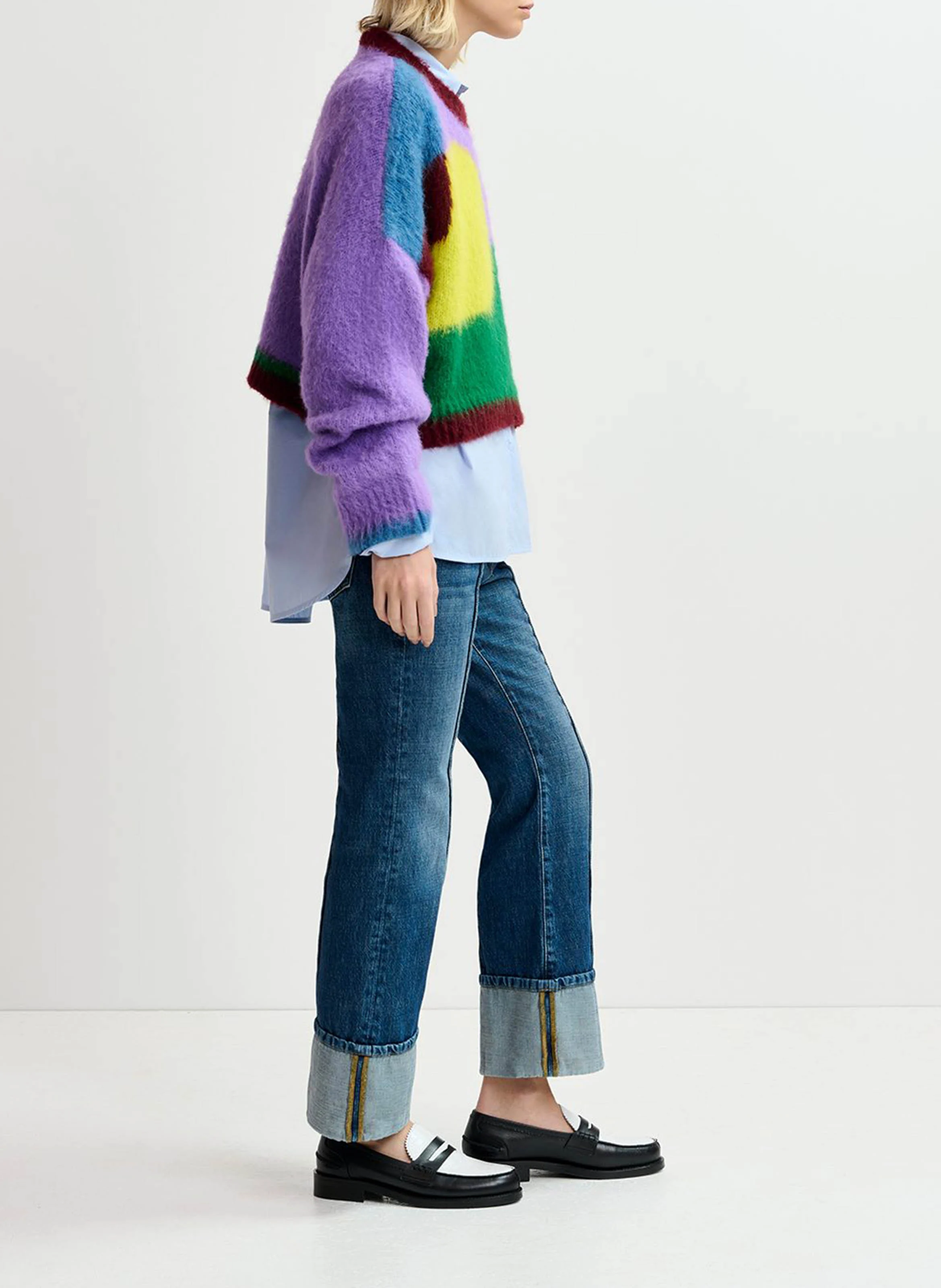 GROUPIE - Pull col rond motif abstrait | Multicolore