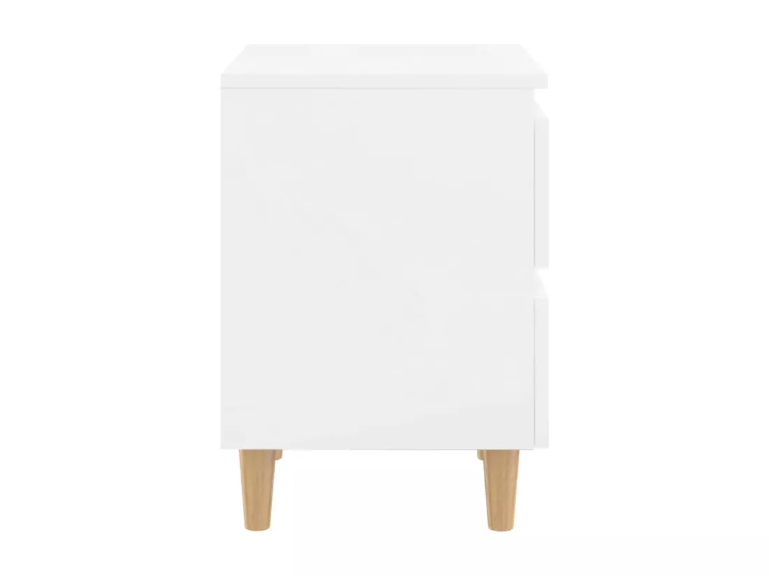 Table de chevet avec pieds en pin Blanc brillant 40x35x50 cm