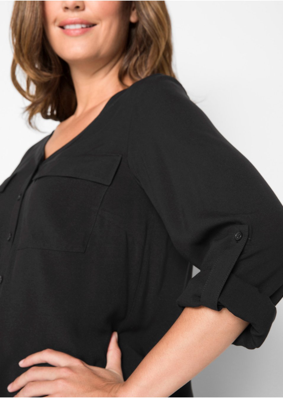 Blouse à col V et manches longues