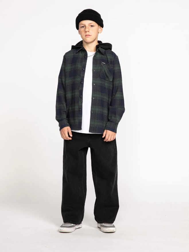 Volcom Tone Stone LS Hooded Youth Cedar Green