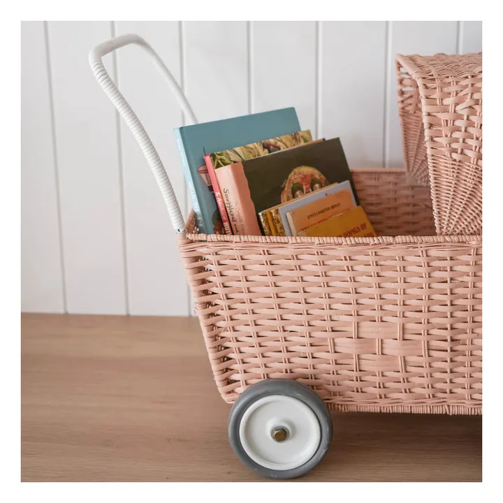 Olli Ella Chariot poussette en rotin | Rose