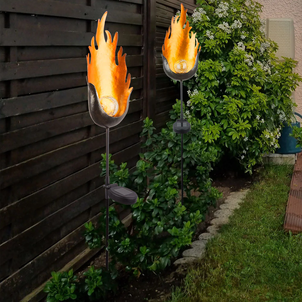 LED Erdspieß Solarleuchte, Flamme, Feuereffekt, Höhe 93,5 cm