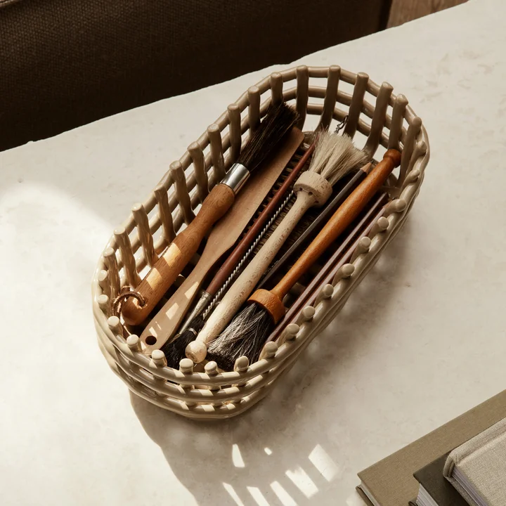 Ferm Living - Keramik Korb oval, cashmere