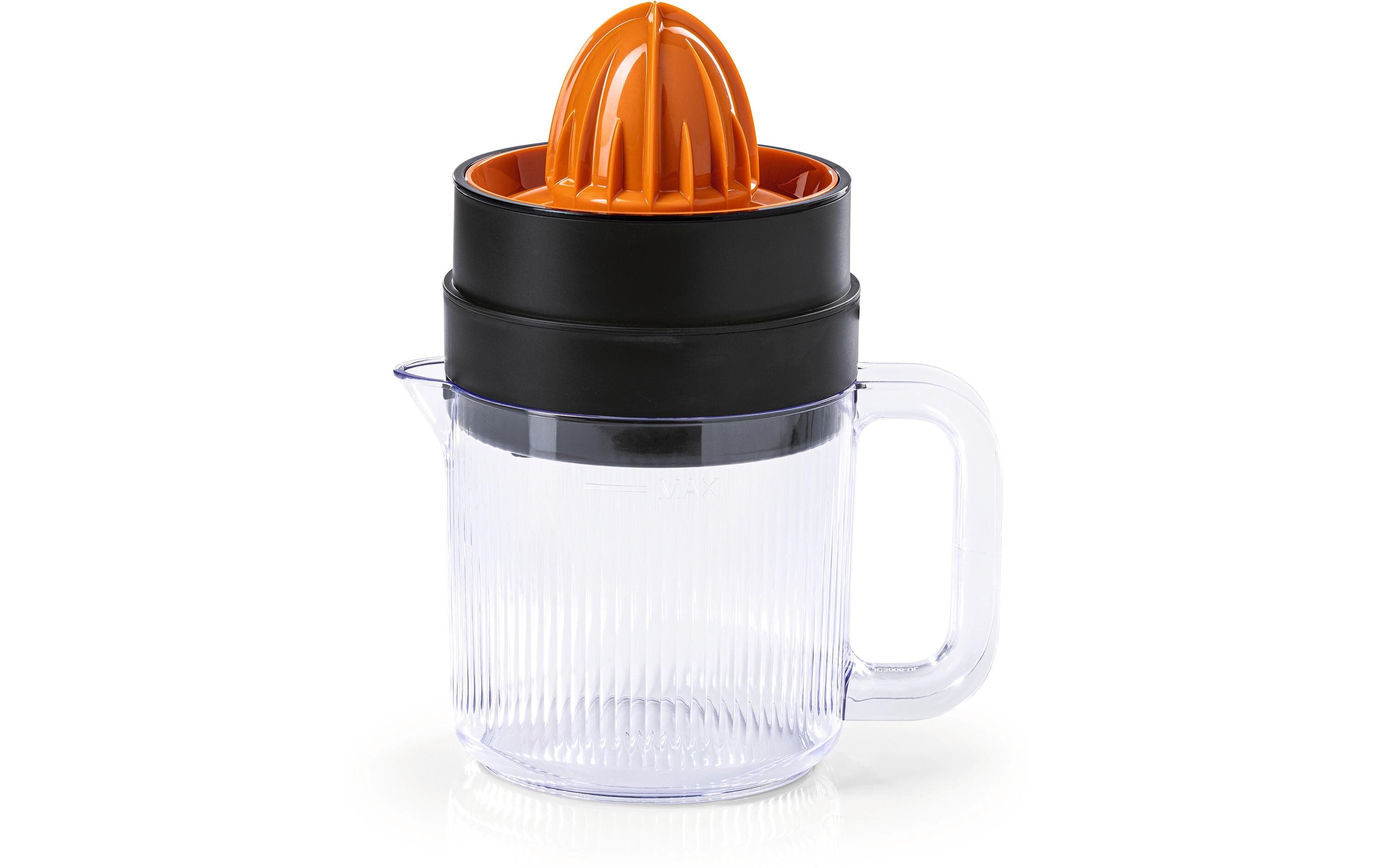 Zitruspresse Orange/SchwarzZitruspresse mit zwei Presskegeln