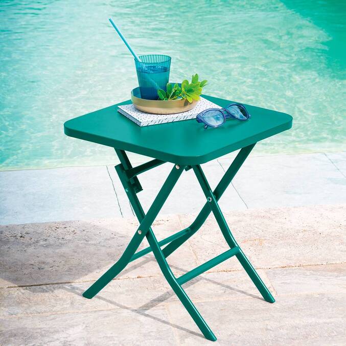 Table d'appoint de jardin pliante carrée GREENSBORO Vert opale