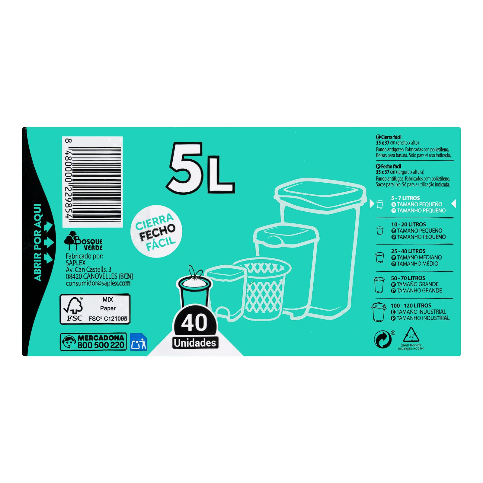 Mini sac poubelle Green Forest 5 L, petit seau