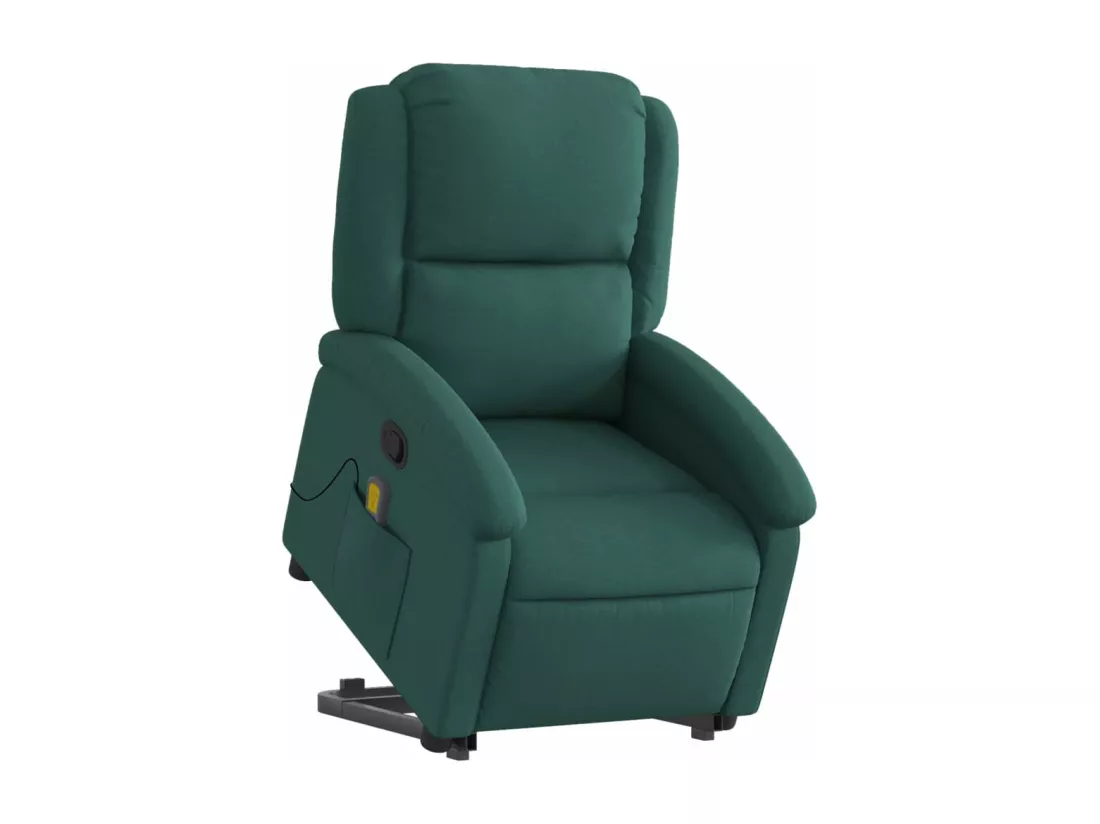 Fauteuil inclinable massant Vert foncé Tissu