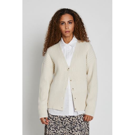 Bruuns Bazaar Lobata Carine Strikcardigan, Snow White/Sand, XL