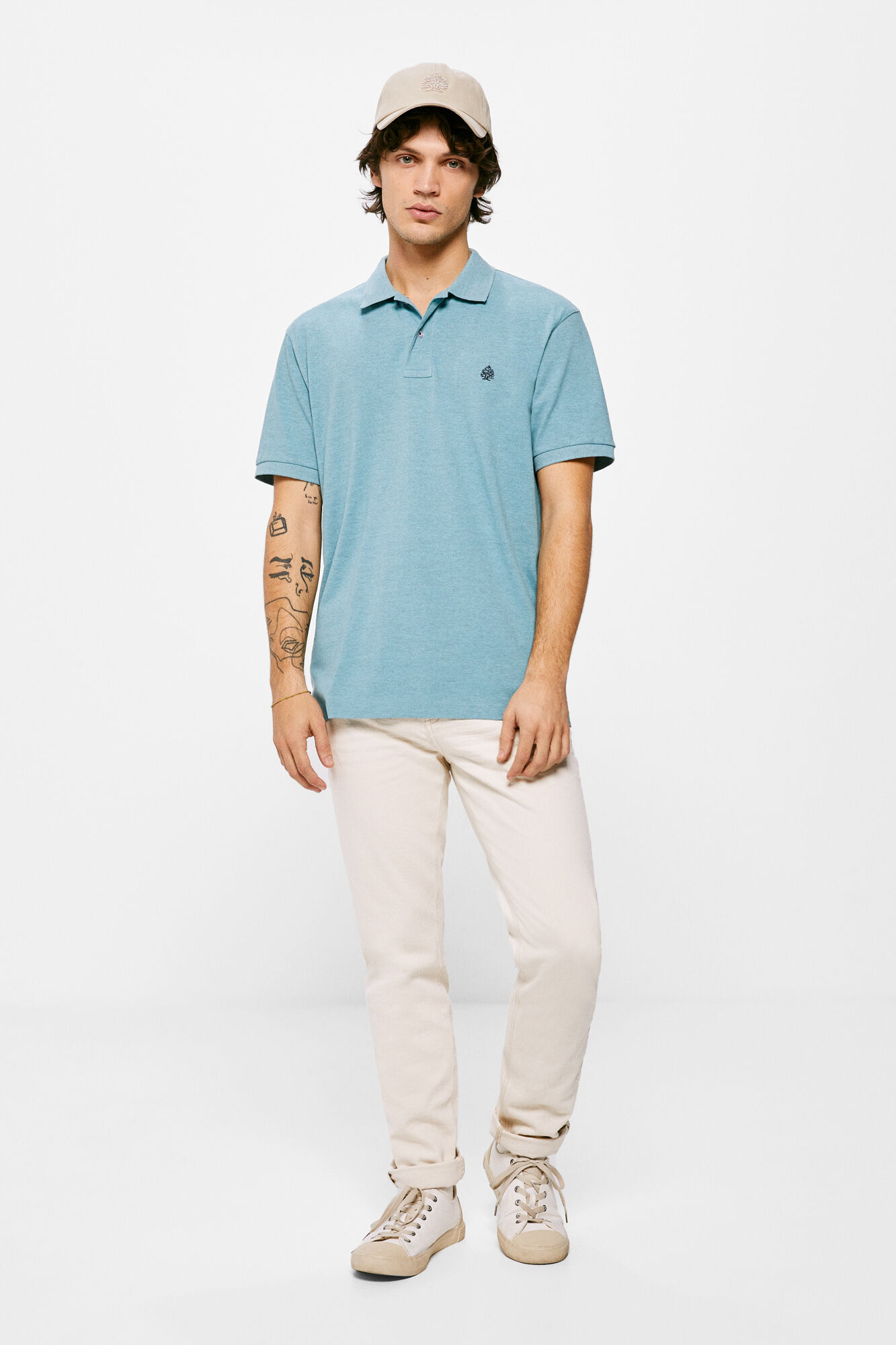 Camisa polo piqué turquesa