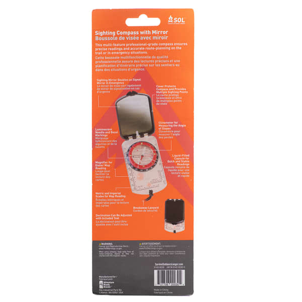 Boussole SOL SIGHTING COMPASS WITH MIRROR