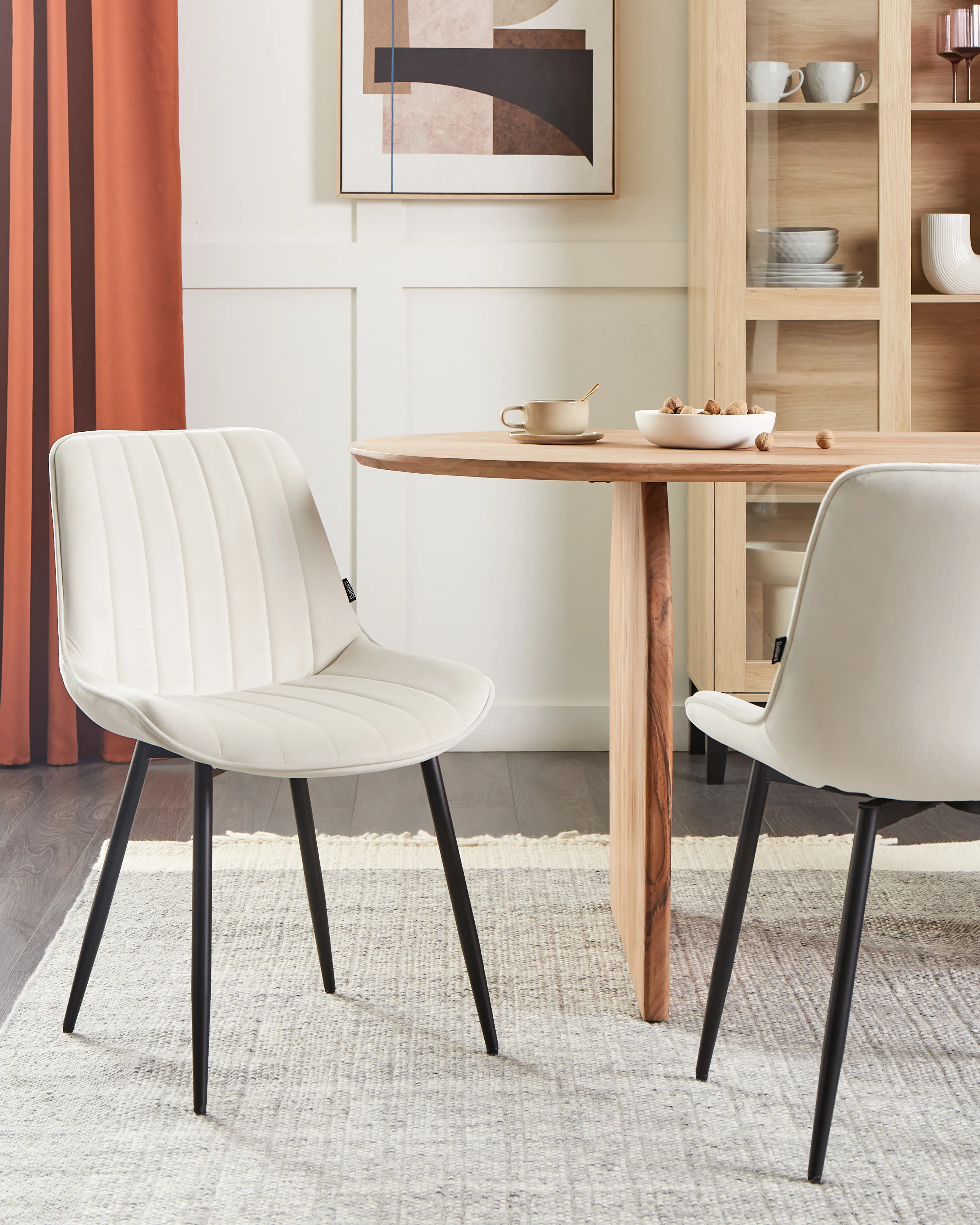Set van 2 eetkamerstoelen DUBROVNIK Fluweel Lichtbeige