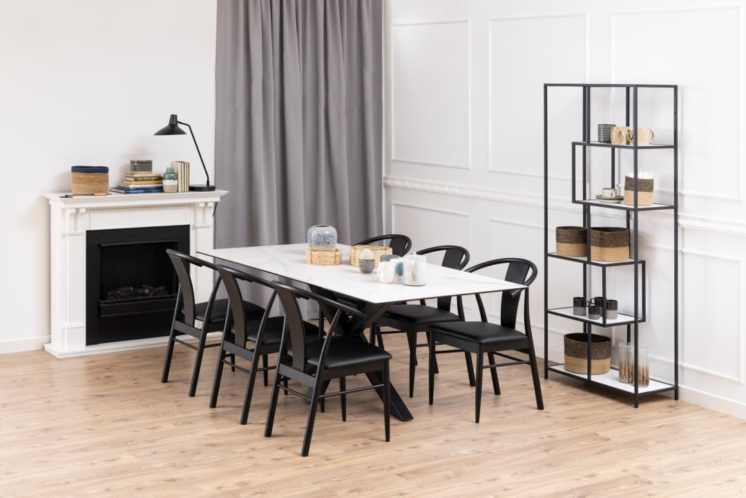 Eetkamertafel Cardiff - 200 x 100 cm - Keramiek wit blad