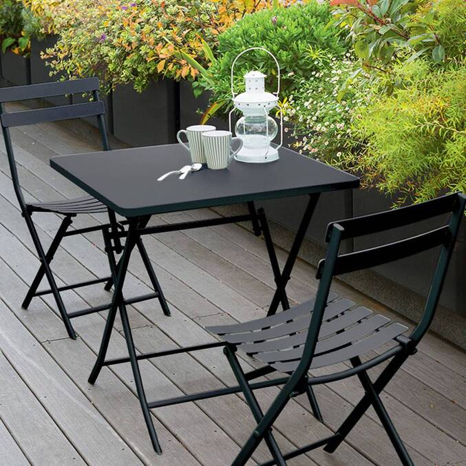 Table de jardin pliante carrée GREENSBORO Graphite
