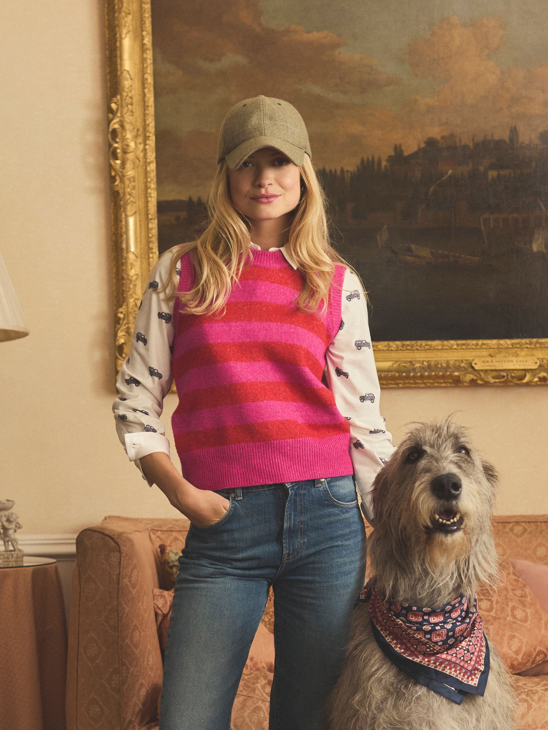 Groen - Joules Uniseks Perry Tweed Baseball Pet