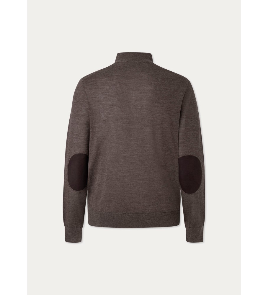 Hackett Jersey Merino Silk Zip Marrom