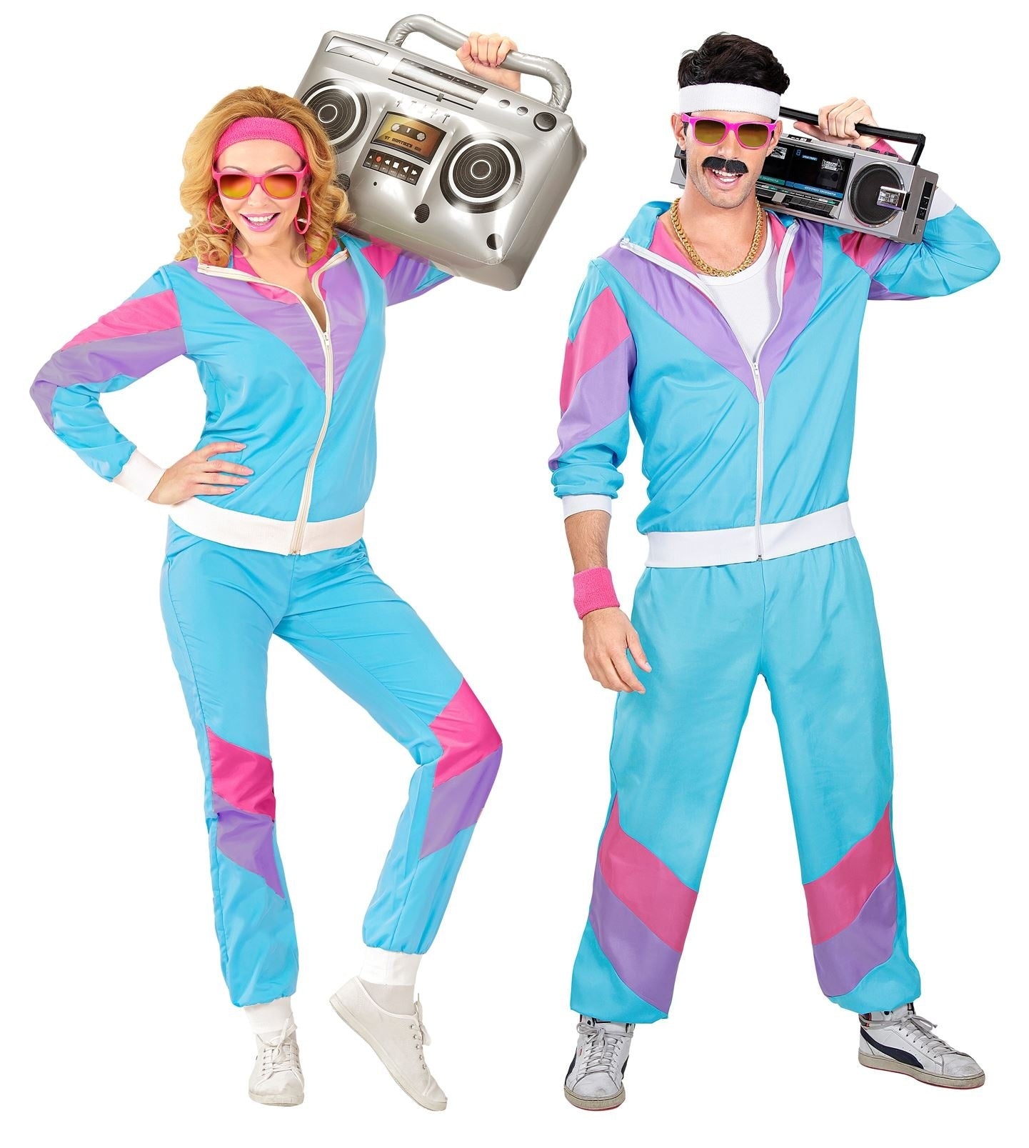 Neon 80S Trainingspak Fout Blauw