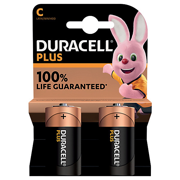 Piles Alcalines Duracell Plus LR14 C, lot de 2