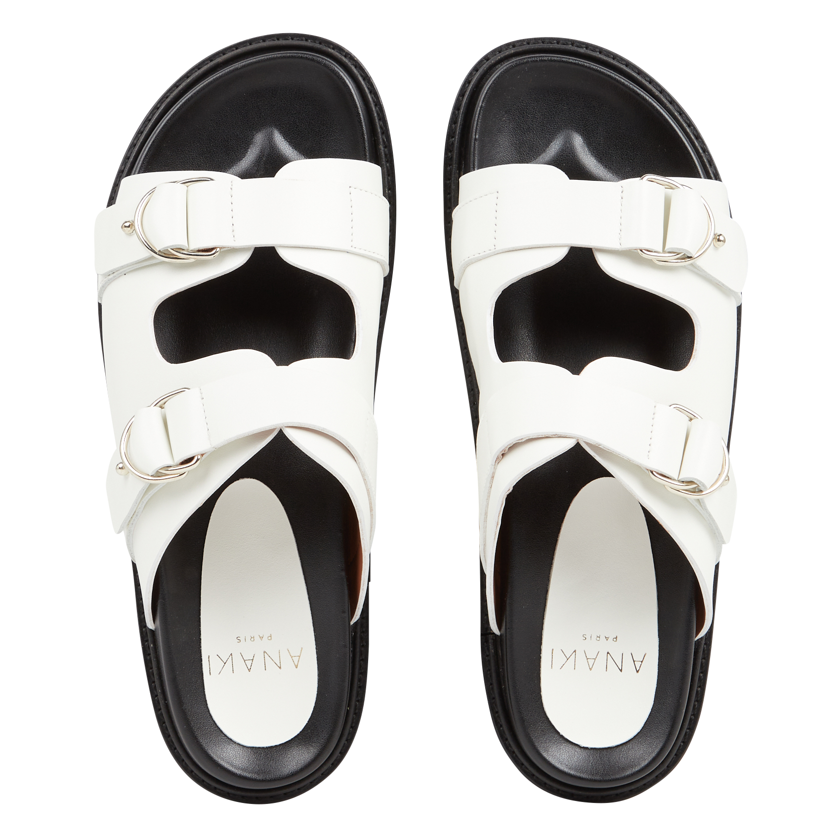 NOELIA - Mules plates en cuir effet croco | Blanc