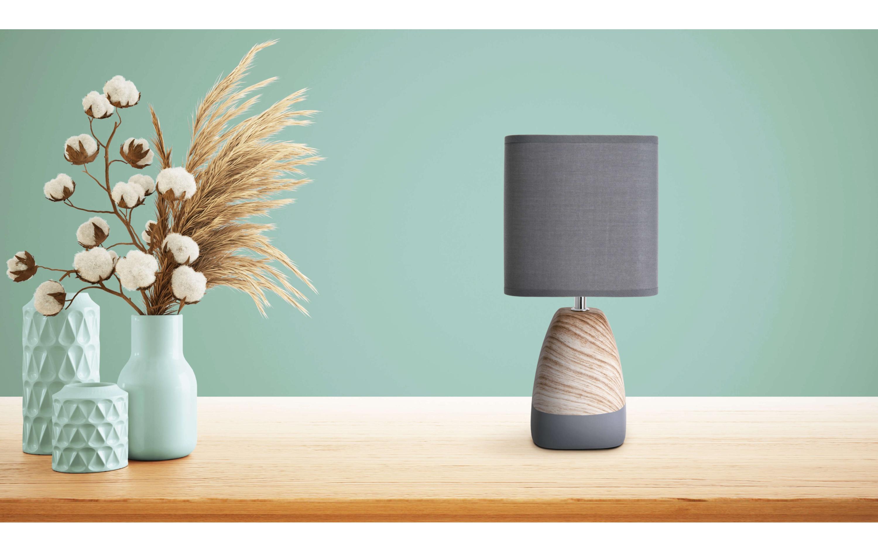Tischleuchte «Cremona» h: 31 cmKeramik Tischlampe mit Textilschirm
