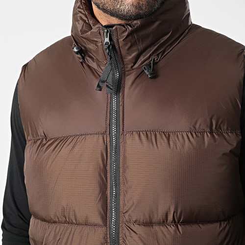 Doudoune Sans Manches Capuche Marron