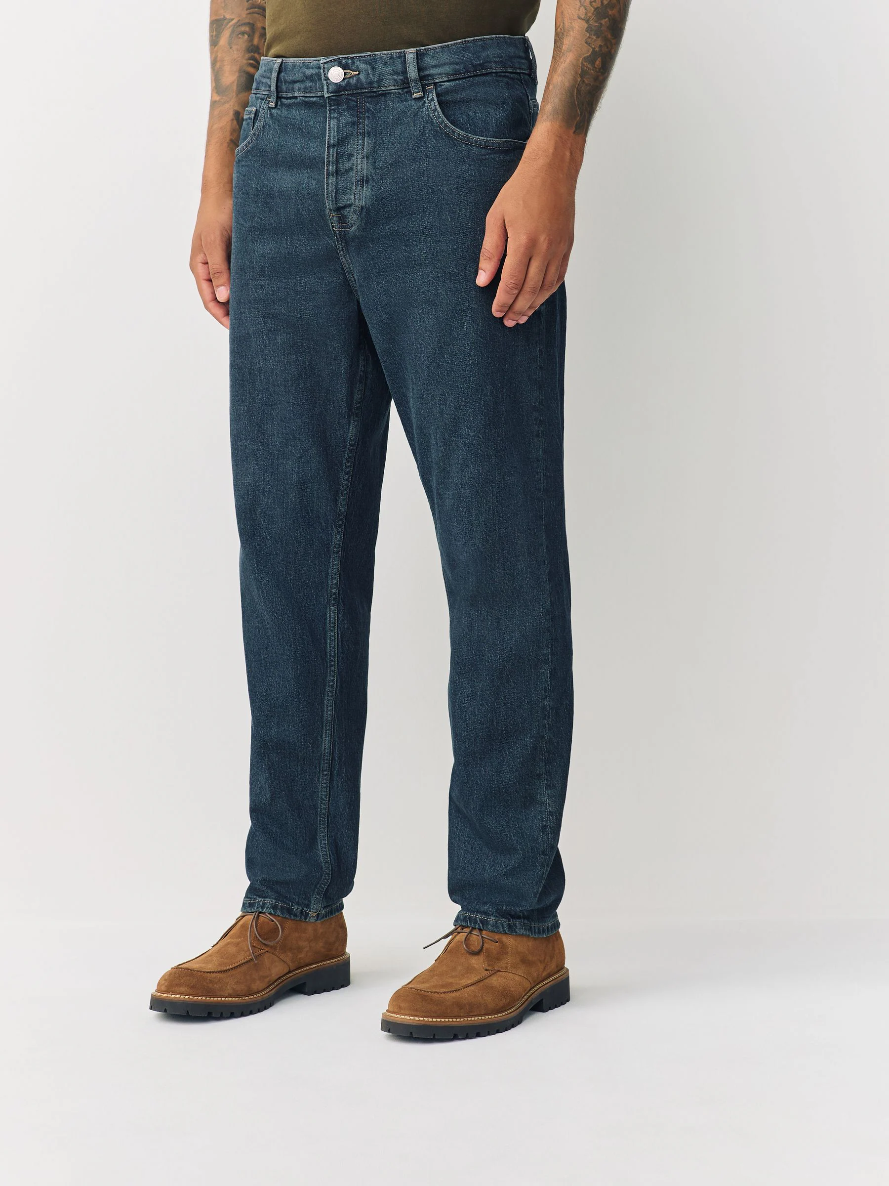Vintage getint blauw - Standaard toelopende pasvorm - Vintage wash denim jeans