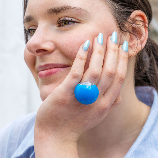 Bague en verre soufflé - Dome Giga Milk