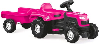 DOLU Trampetraktor med Slep, Rosa