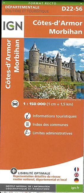 IGN - D22 56 COTES D ARMOR MORBIHAN ECHELLE 1 150 000