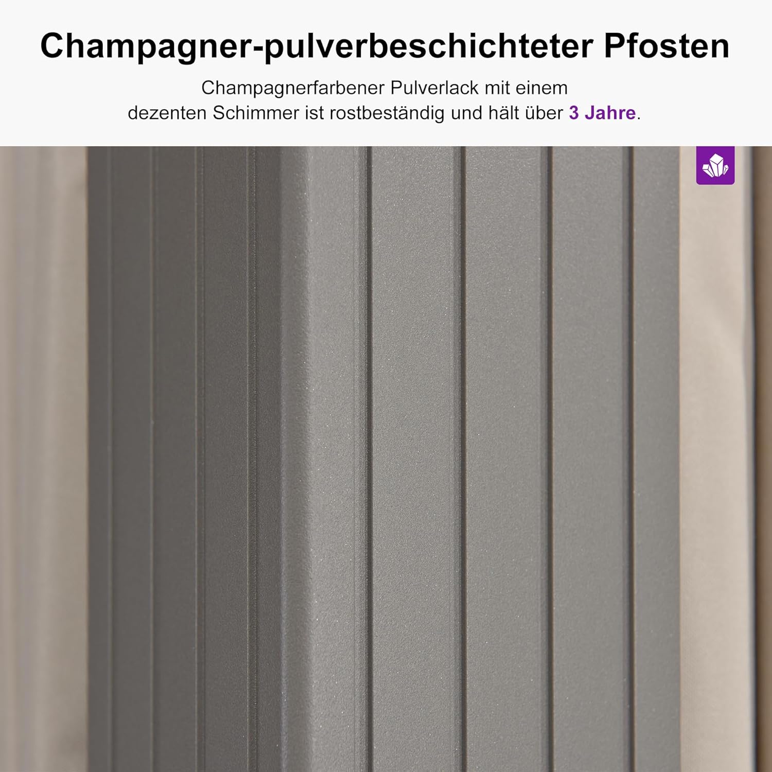 PURPLE LEAF Doppeldach Pavillon 3 x 6 m Wasserdicht Stabil Winterfest, Gartenpavillon Feststehend mit Flammhemmend Seitenteile & Moskitonetz für Carport, Champagner