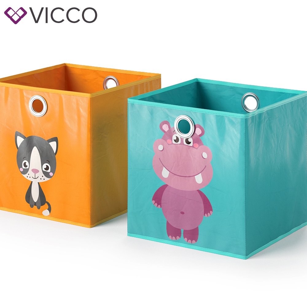 VICCO 2er Set Faltbox 30x30 cm Kinder Faltkiste Aufbewahrungsbox Regalkorb