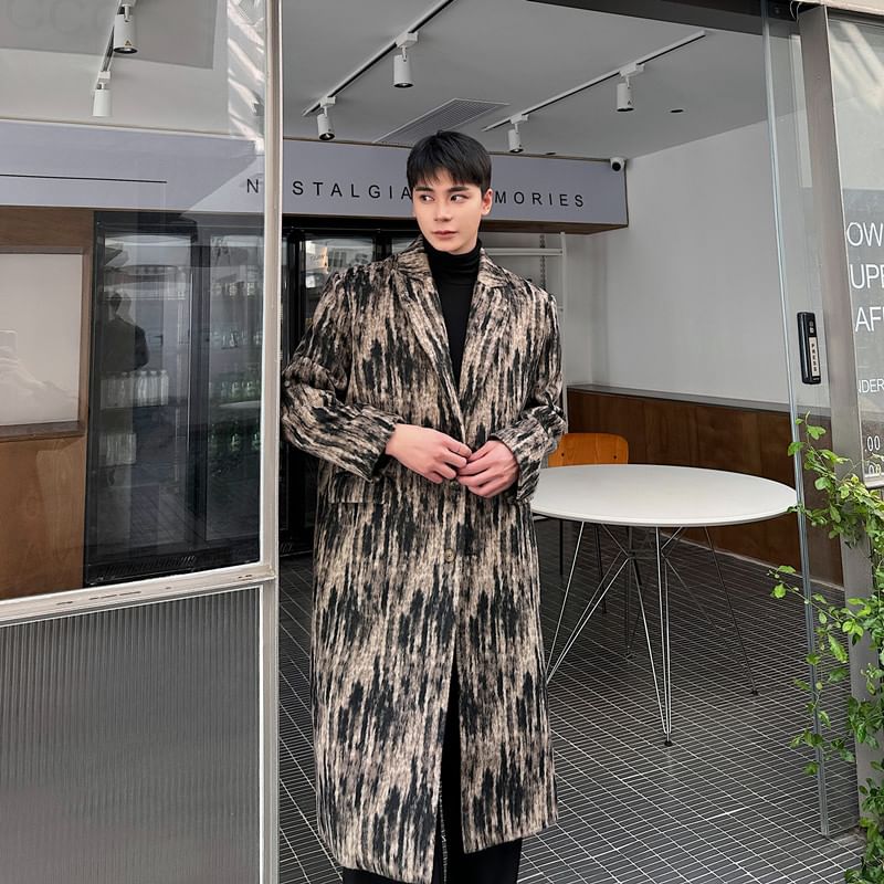 Orungeetun - Melange trenchcoat met lange mouwen