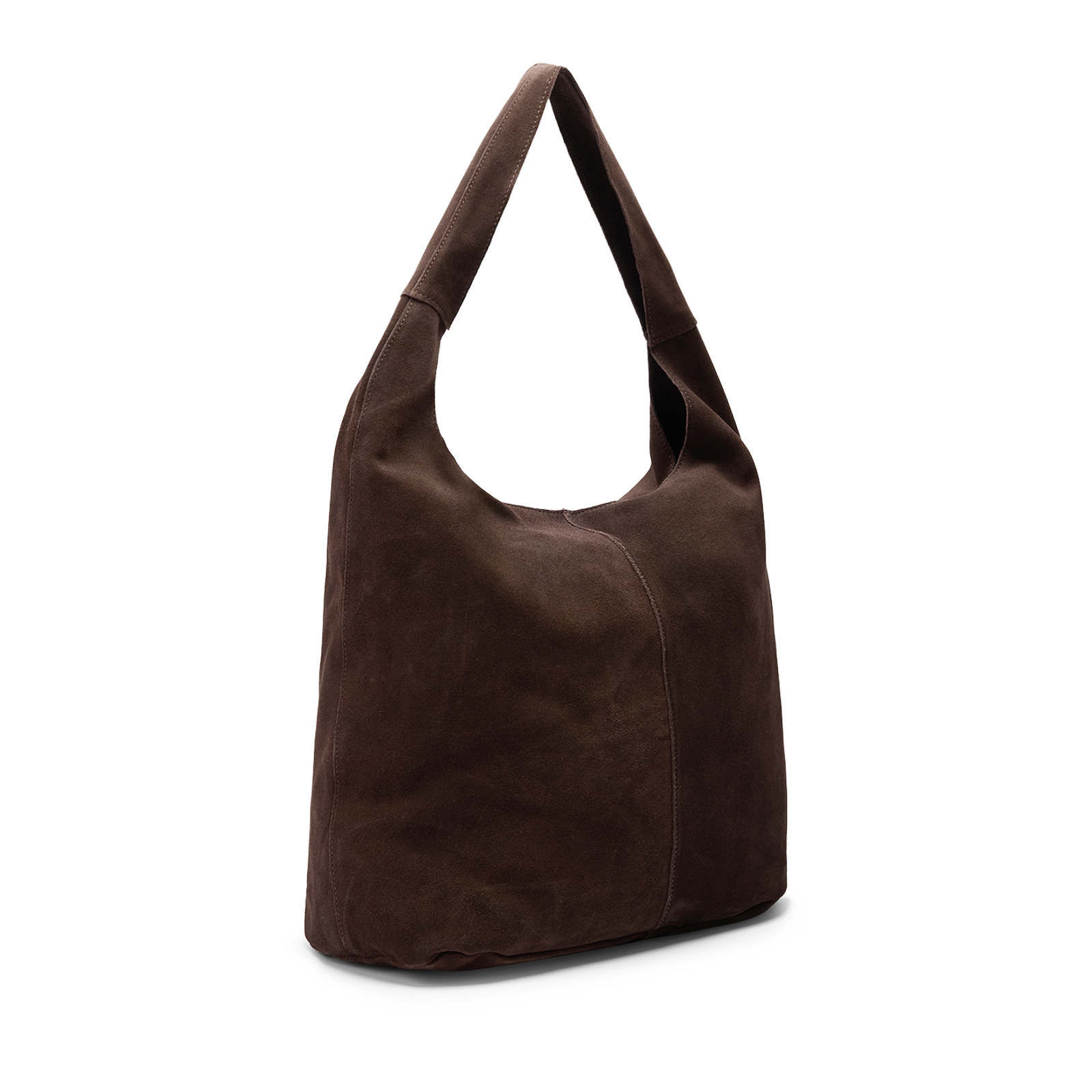 Donkerbruine suède shopper