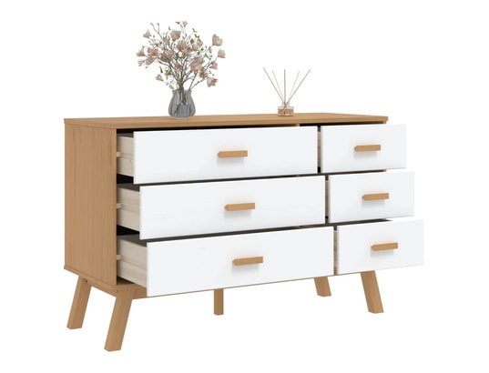 VIDAXL - Armoire à tiroirs olden blanc et marron bois de pin solide