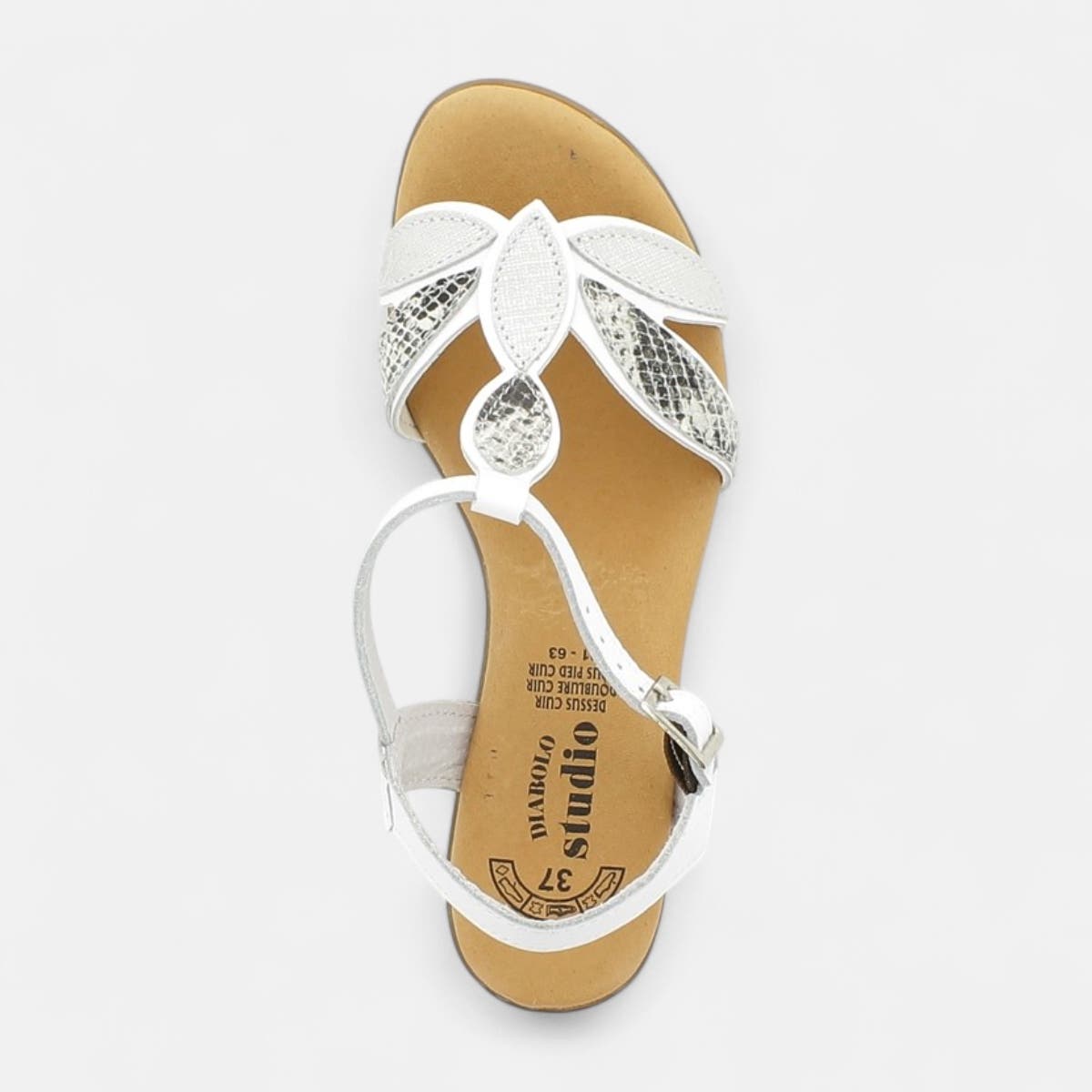 Nu-pieds à talon Femme en cuir blanc