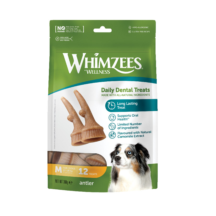 Petiscos Dentais Whimzees em Formato de Chifre para Cães de Porte Médio