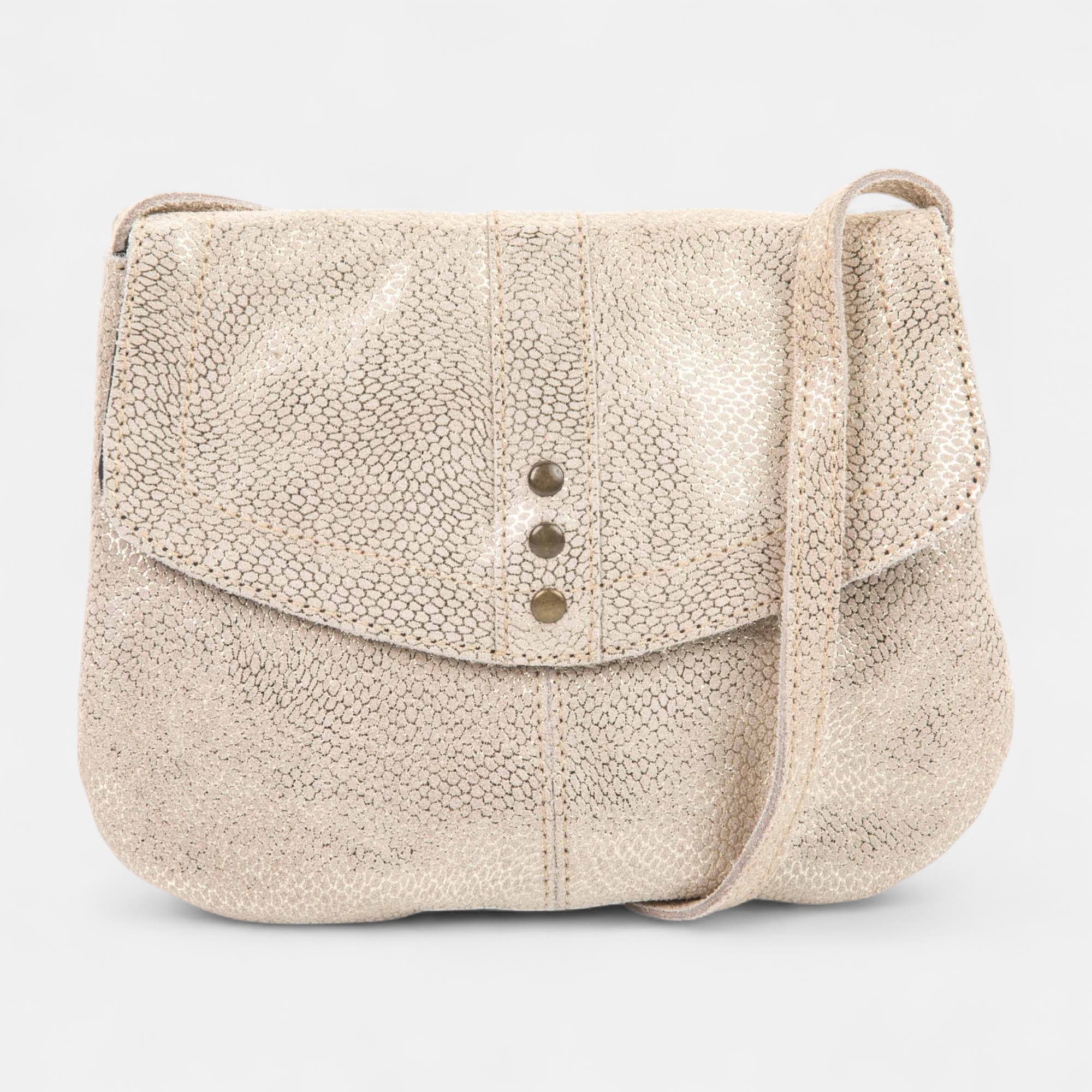 Sac bandoulière en cuir beige