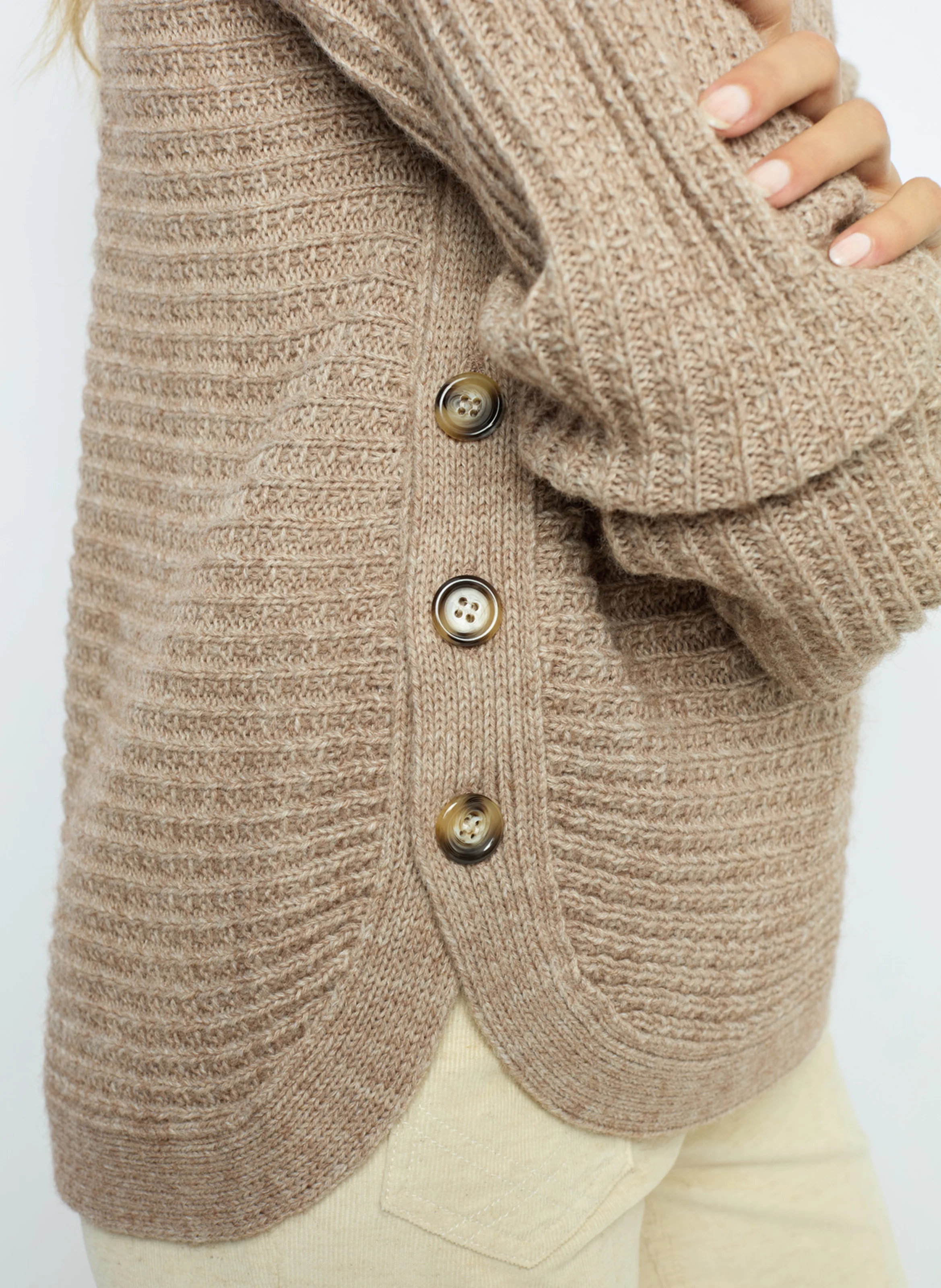 JOLINE - Pull col bateau droit en maille | Beige