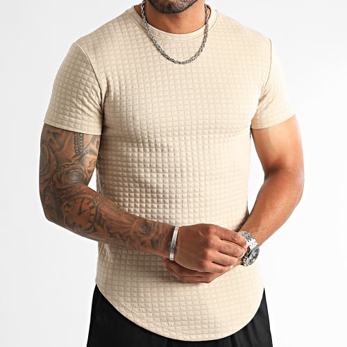Tee Shirt Oversize Texturé Square 0278 Beige