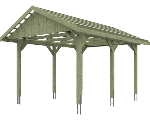 SKAN HOLZ Wallgau enkele carport inclusief daklatten en H-paalankers 380 x 500 cm geïmpregneerd