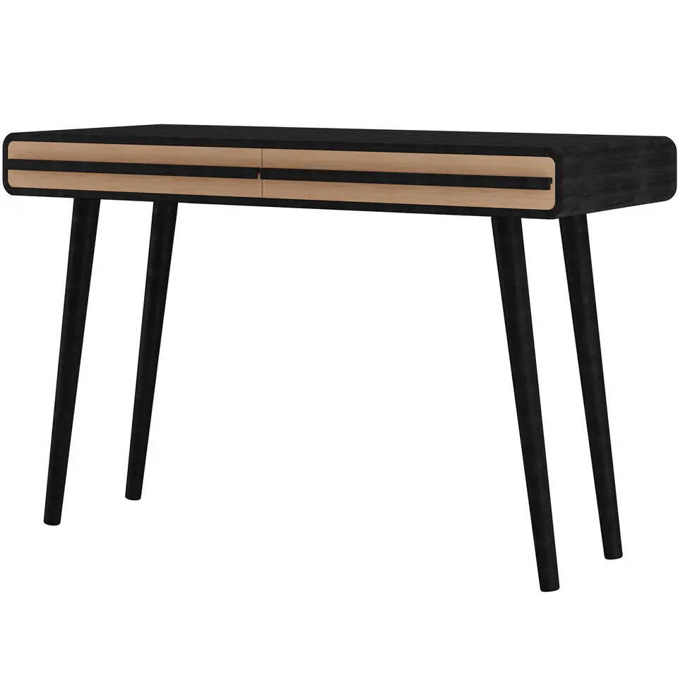 Chantal - Bureau met 2 lades in zwart en naturel spaanplaat