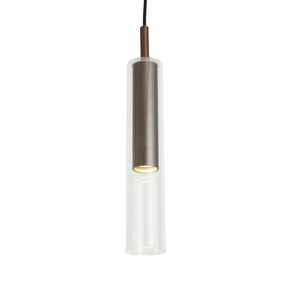 Modern railsysteem zwart met 3 hanglampen donker brons 1-fase - Slimline Loyce
