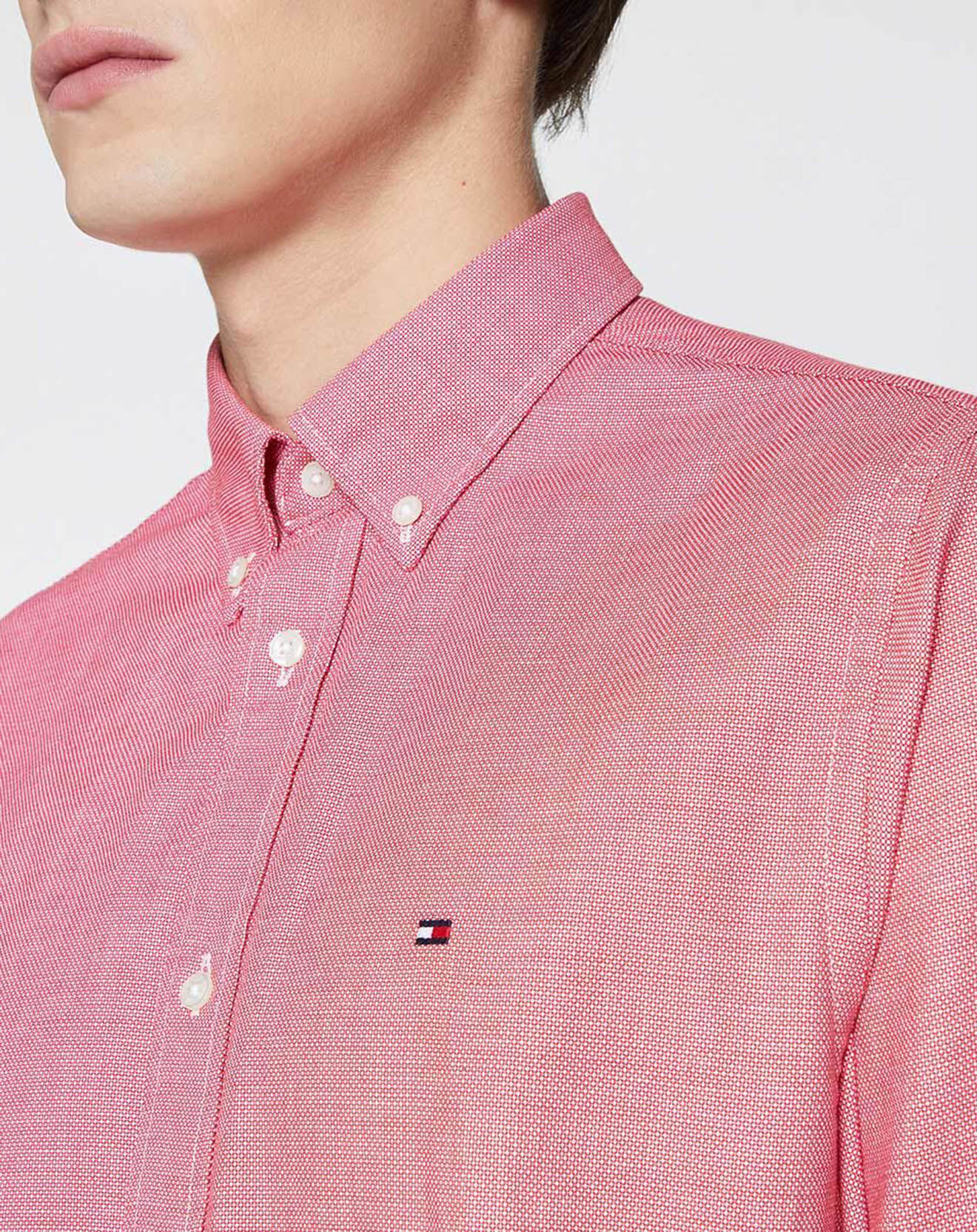 Tommy Hilfiger Chemise droite Dobby rouge délavé