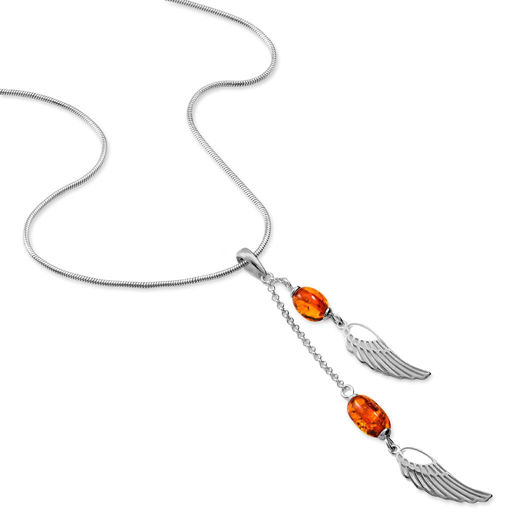 Collier Argent Blanc Aglaee Ambre
