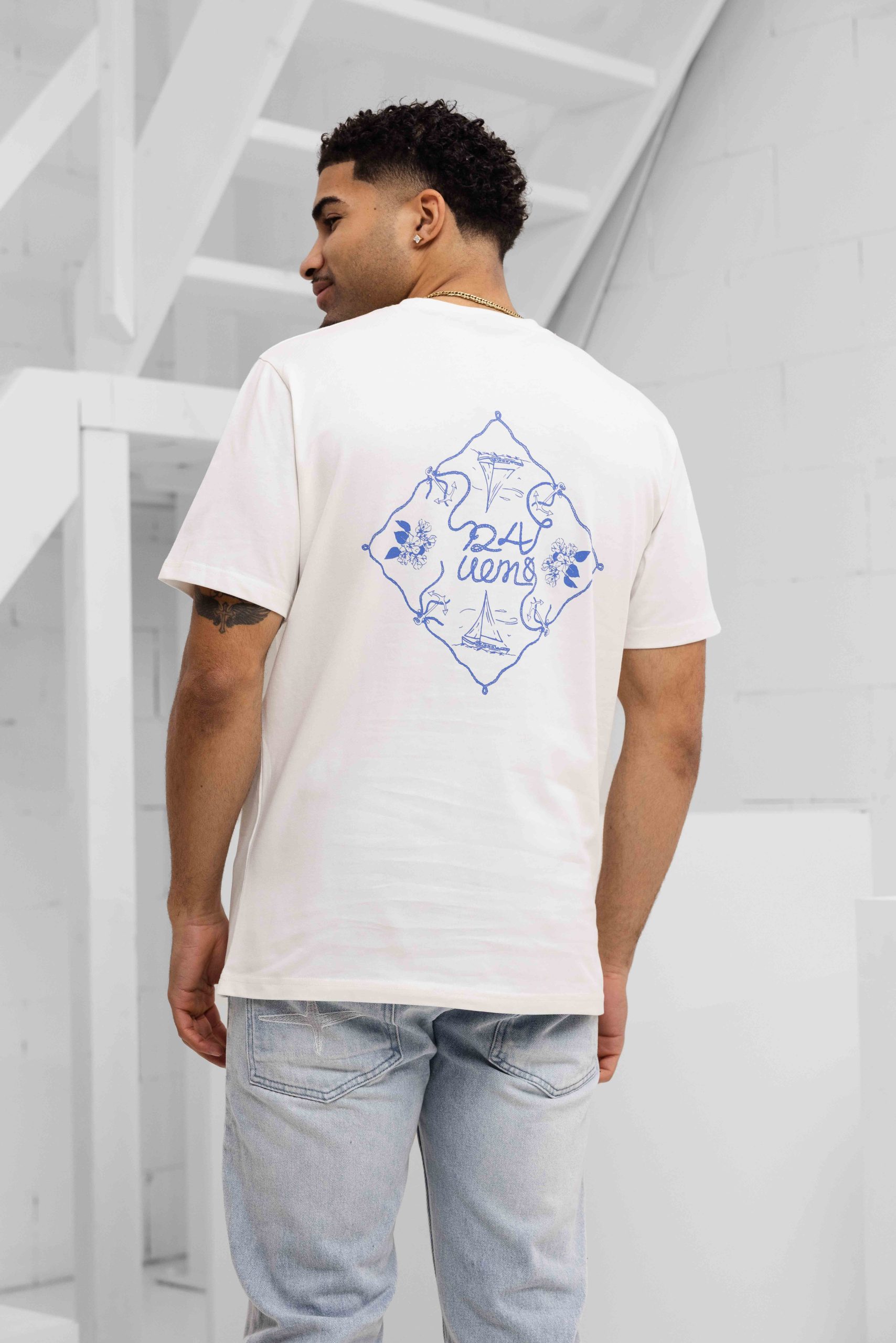 24 Uomo Riviera T-Shirt Heren Gebroken Wit
