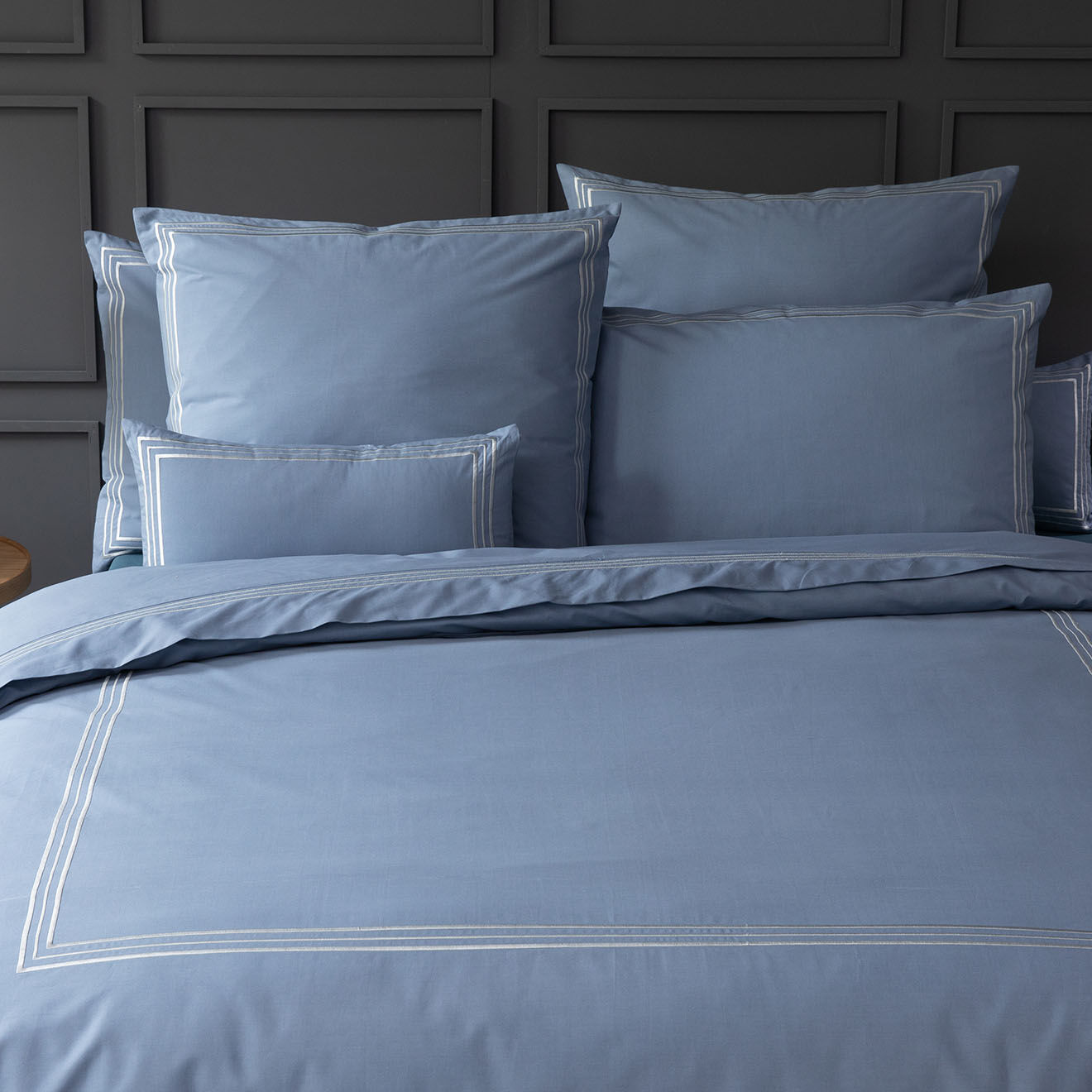 Perle de Coton Parure housse de couette 100% Percale de Coton Leela jean/argenté